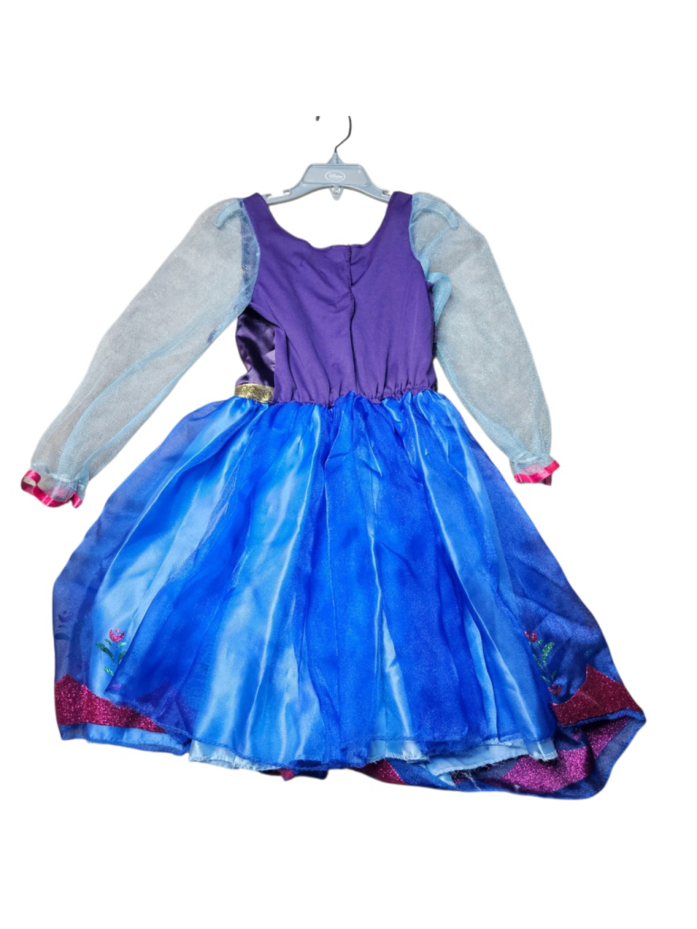Disney Frozen Anna 4-6X Blue Purple Princess Dress Costume Cape - Picture 3 of 7